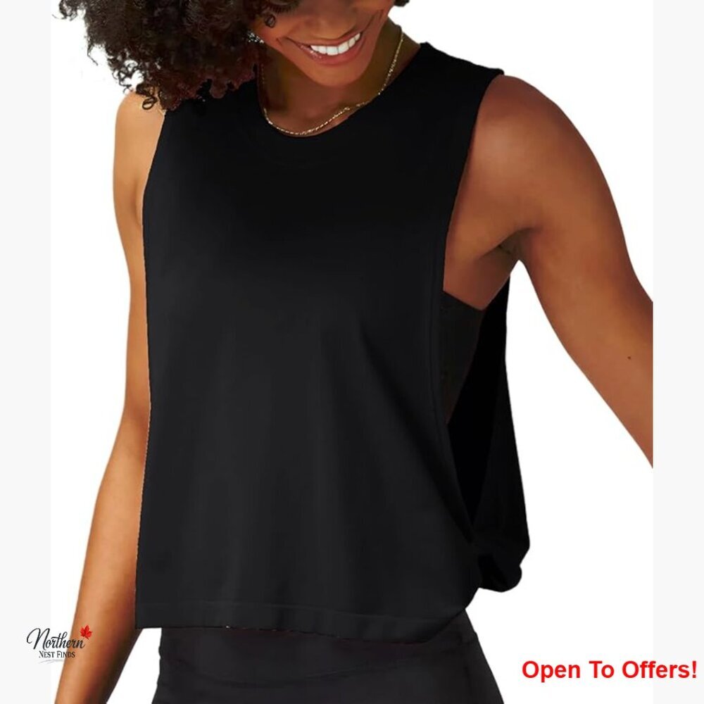 Polyester Blend Loose Fit Workout Tank Top with Knotted Side Details